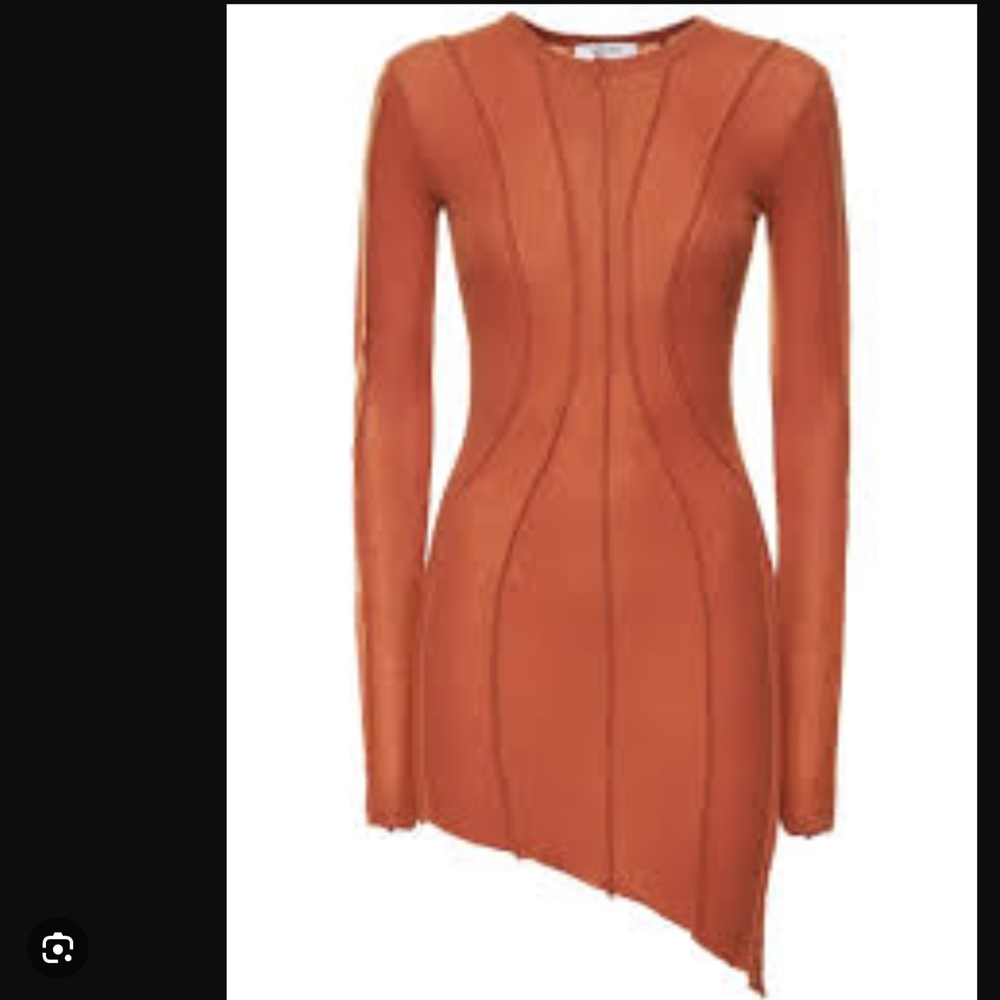 SAMI MIRO VINTAGE Asymmetrical Brown and Orange Bodycon Dress